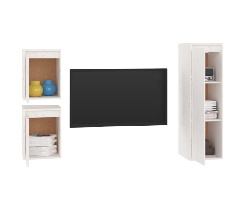 Muebles para TV 3 piezas madera maciza de pino blanco