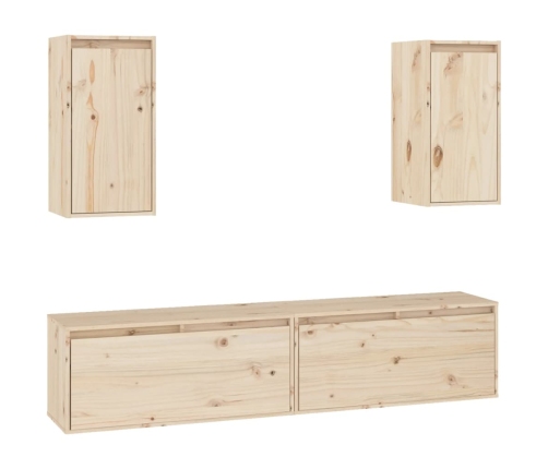 Muebles para TV 4 piezas madera maciza de pino