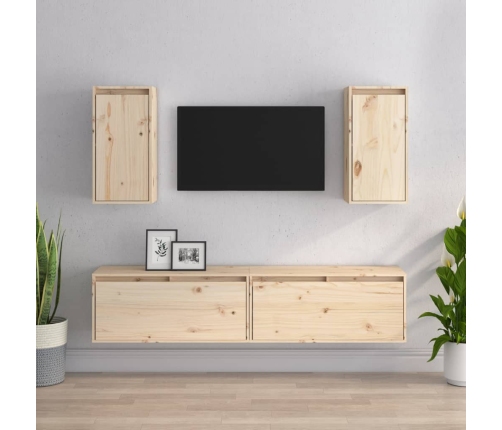 Muebles para TV 4 piezas madera maciza de pino