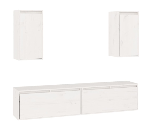 Muebles para TV 4 piezas madera maciza de pino blanco