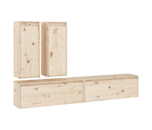 Muebles para TV 4 piezas madera maciza de pino