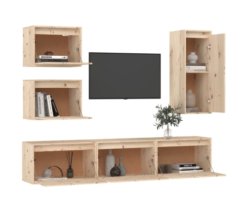 Muebles para TV 6 piezas madera maciza de pino