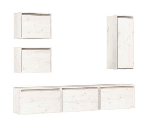 Muebles para TV 6 piezas madera maciza de pino blanco