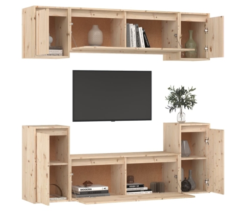 Muebles para TV 6 piezas madera maciza de pino