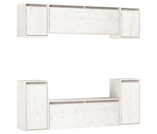 Muebles para TV 6 piezas madera maciza de pino blanco