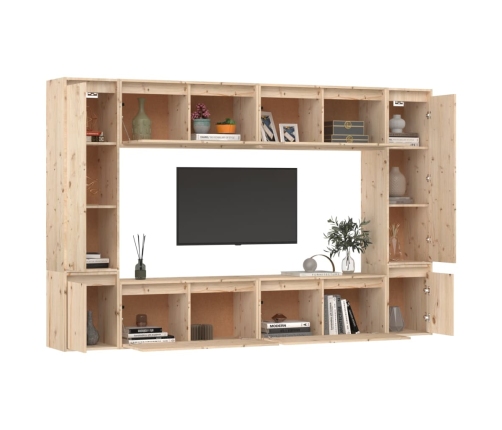 Muebles para TV 8 piezas madera maciza de pino