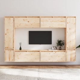 Muebles para TV 8 piezas madera maciza de pino