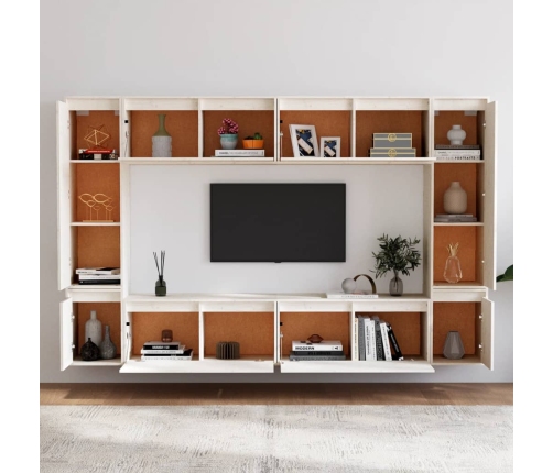 vidaXL Muebles para TV 8 piezas madera maciza de pino blanco