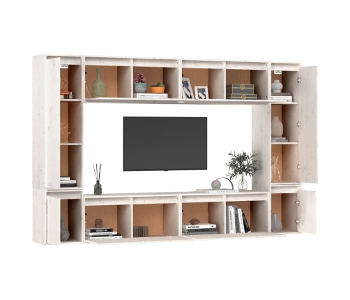 vidaXL Muebles para TV 8 piezas madera maciza de pino blanco