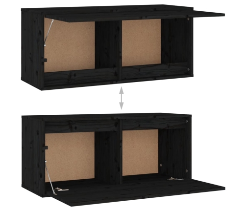 Muebles para TV 8 piezas madera maciza de pino negro