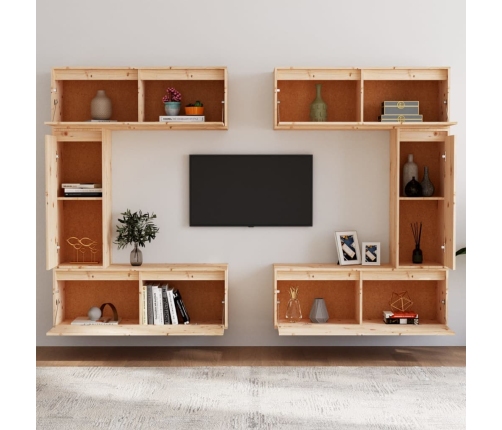 Muebles para TV 6 piezas madera maciza de pino