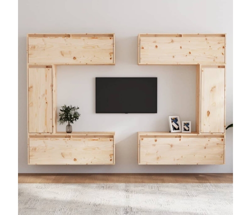 Muebles para TV 6 piezas madera maciza de pino