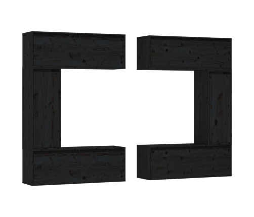 Muebles para TV 6 piezas madera maciza de pino negro