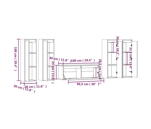 Muebles para TV 3 piezas madera maciza de pino