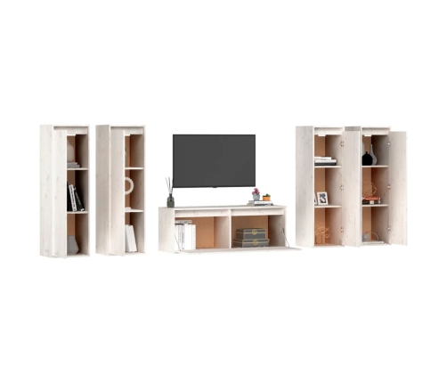 Muebles para TV 5 piezas madera maciza de pino blanco