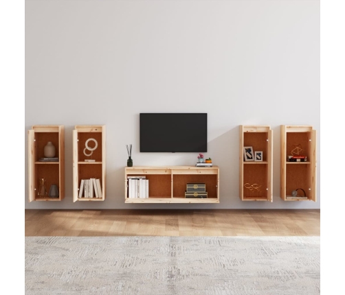 Muebles para TV 5 piezas madera maciza de pino