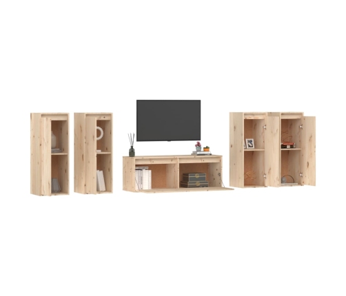 Muebles para TV 5 piezas madera maciza de pino