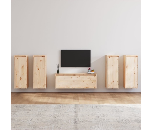 Muebles para TV 5 piezas madera maciza de pino