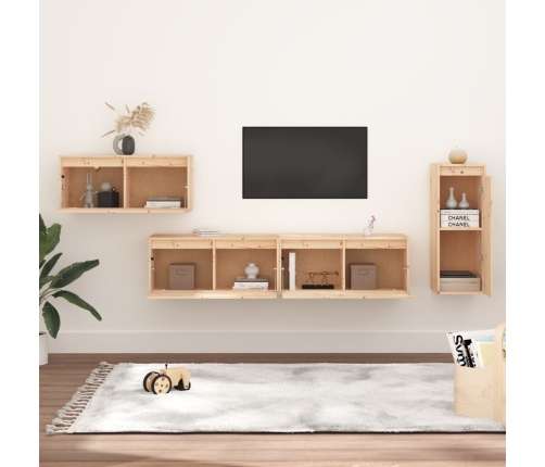 Muebles para TV 2 piezas madera maciza de pino