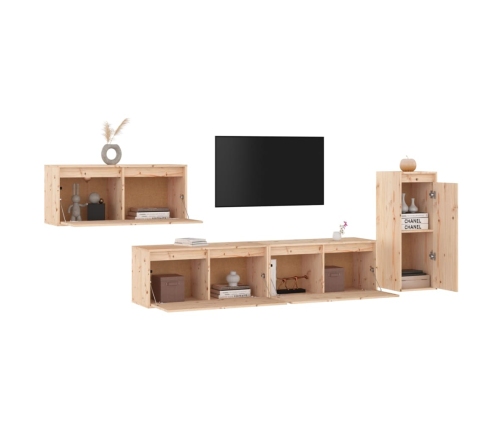 Muebles para TV 2 piezas madera maciza de pino