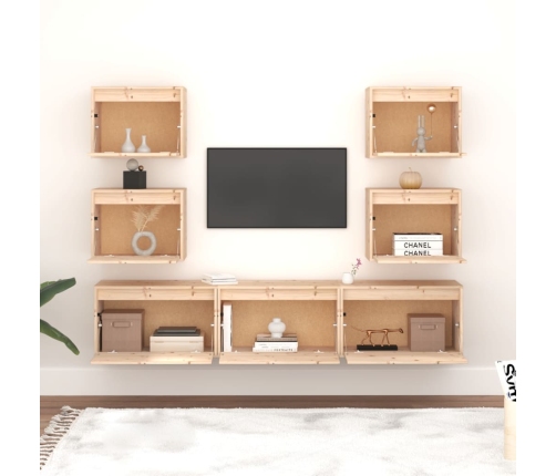 Muebles para TV 7 piezas madera maciza de pino