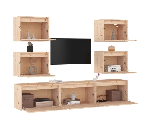 Muebles para TV 7 piezas madera maciza de pino