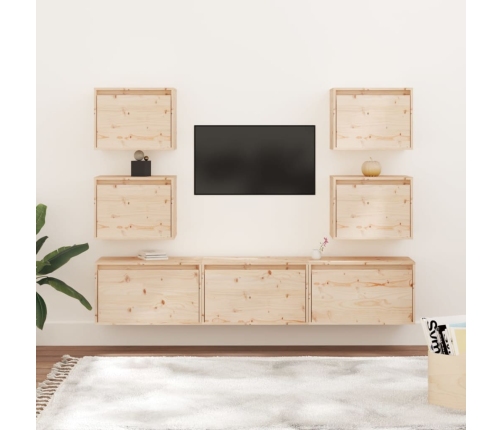 Muebles para TV 7 piezas madera maciza de pino