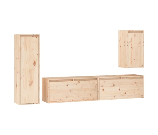 Muebles para TV 2 piezas madera maciza de pino