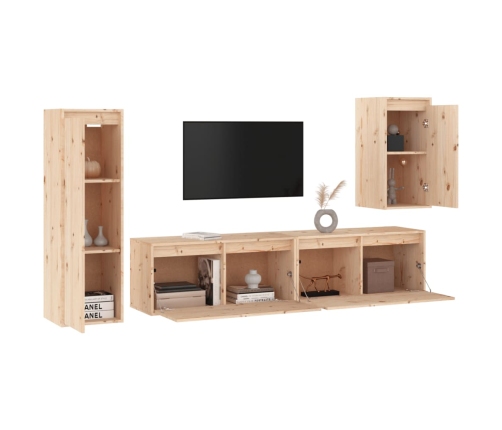 Muebles para TV 2 piezas madera maciza de pino