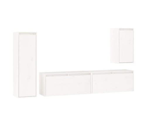 Muebles para TV 4 piezas madera maciza de pino blanco