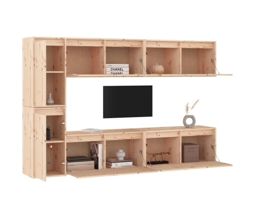 Muebles para TV 6 piezas madera maciza de pino