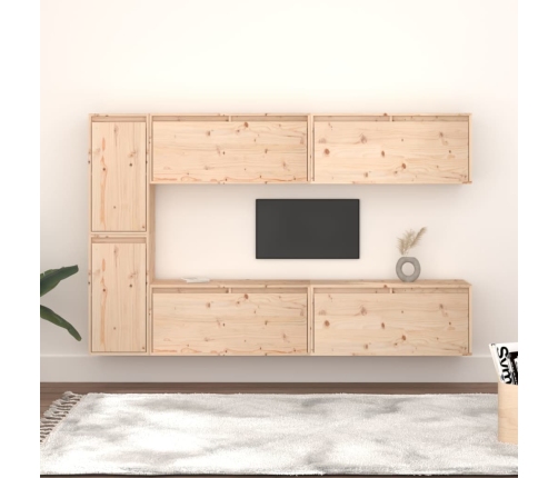 Muebles para TV 6 piezas madera maciza de pino