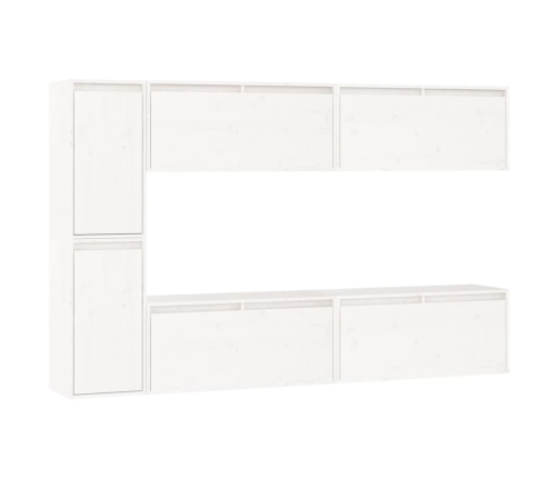 Muebles para TV 6 piezas madera maciza de pino blanco