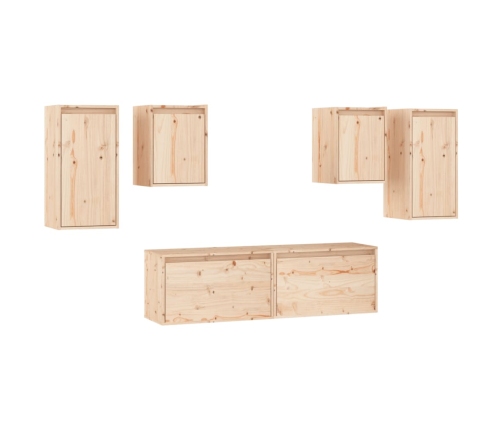 Muebles para TV 6 piezas madera maciza de pino