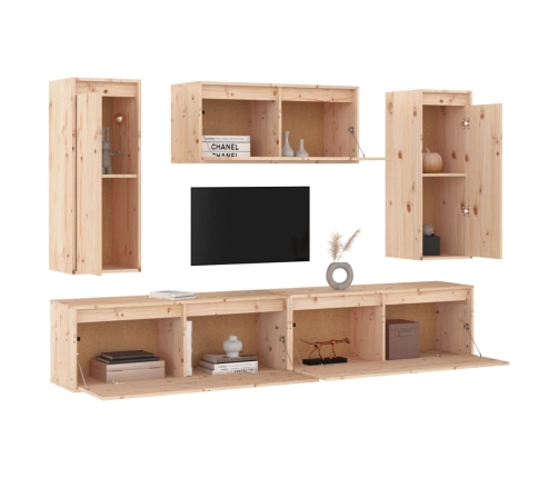 vidaXL Muebles para TV 5 piezas madera maciza de pino