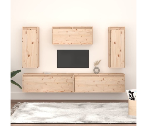 vidaXL Muebles para TV 5 piezas madera maciza de pino