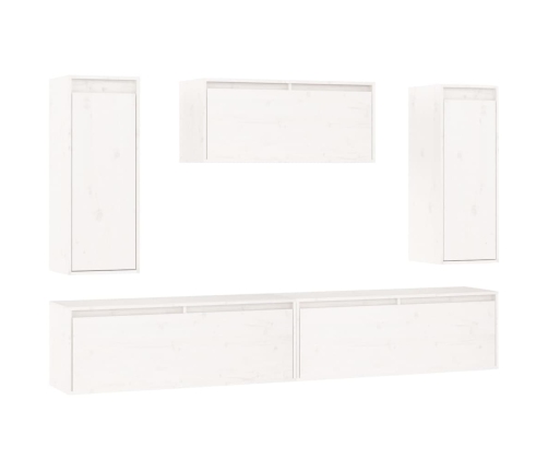 vidaXL Muebles para TV 5 piezas madera maciza de pino blanco