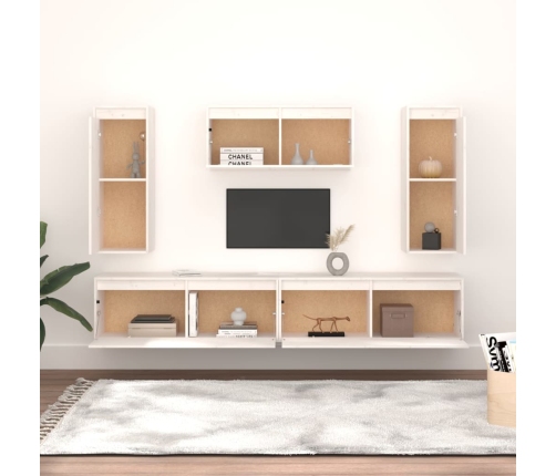 vidaXL Muebles para TV 5 piezas madera maciza de pino blanco