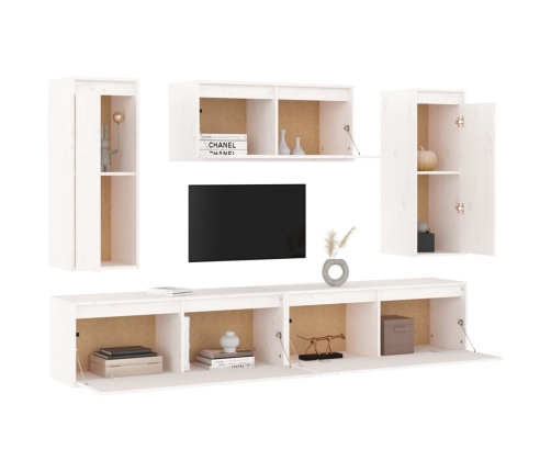 vidaXL Muebles para TV 5 piezas madera maciza de pino blanco