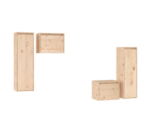 Muebles para TV 4 piezas madera maciza de pino