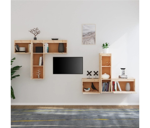 Muebles para TV 6 piezas madera maciza de pino