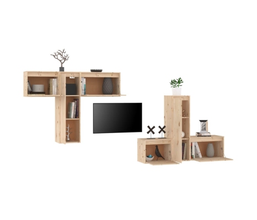 Muebles para TV 6 piezas madera maciza de pino