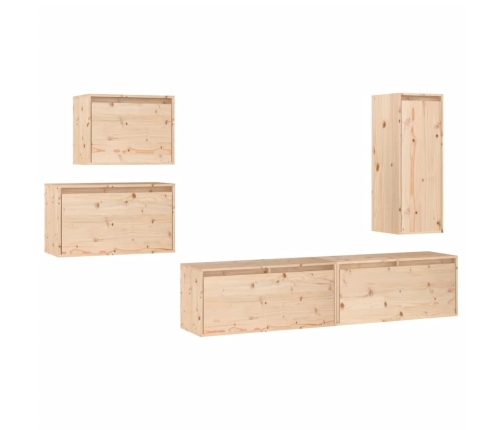 Muebles para TV 5 piezas madera maciza de pino