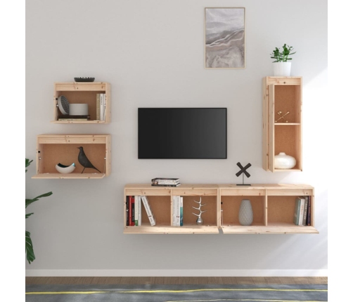 Muebles para TV 5 piezas madera maciza de pino