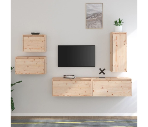 Muebles para TV 5 piezas madera maciza de pino