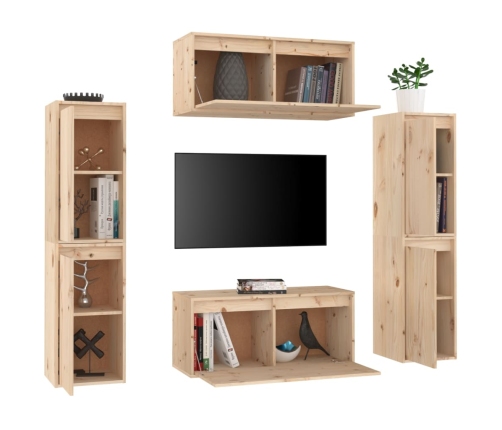 vidaXL Muebles para TV 6 piezas madera maciza de pino