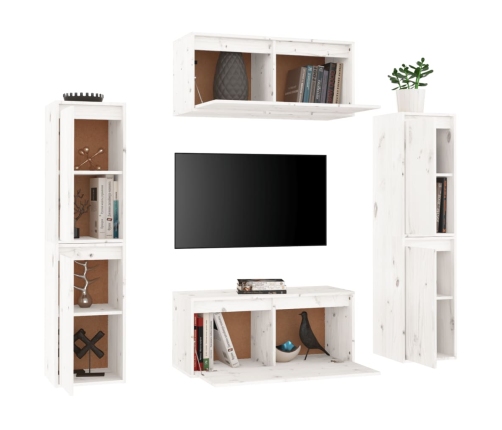 vidaXL Muebles para TV 6 piezas madera maciza de pino blanco