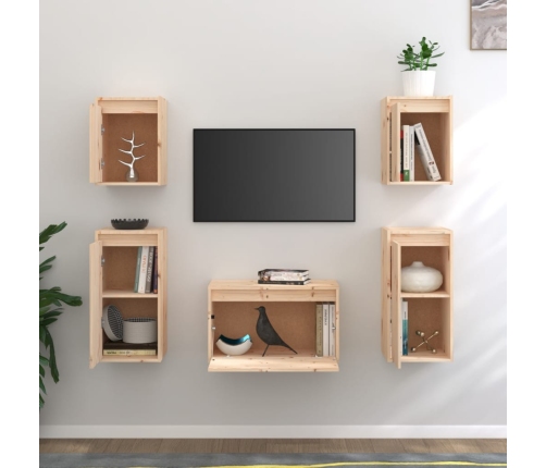 Muebles para TV 5 piezas madera maciza de pino