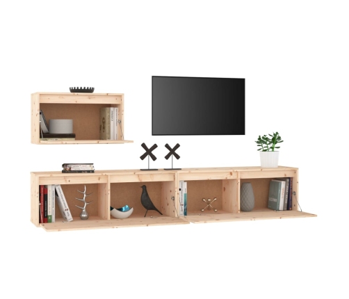 Muebles para TV 3 piezas madera maciza de pino