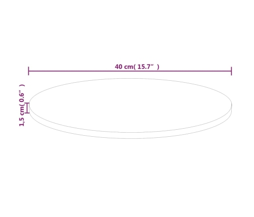Superficie de mesa redonda madera de roble sin tratar Ø40x1,5cm
